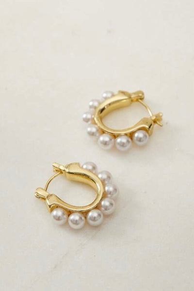 Dainty Pearl Hoop Earrings