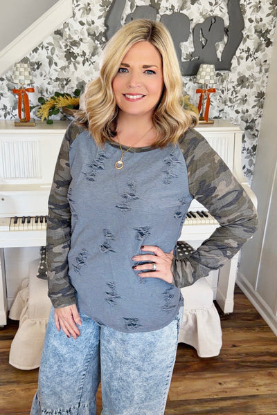 Camo & Comfort Distressed Top