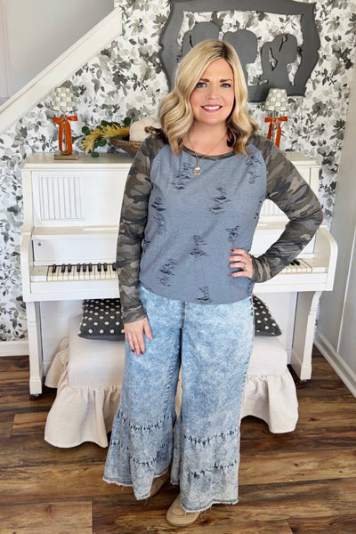 Camo & Comfort Distressed Top