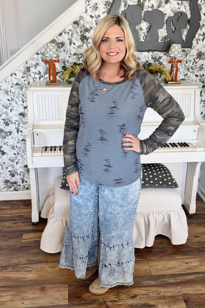 Camo & Comfort Distressed Top