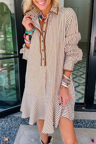 Always On My Mind Brown Stripe Dress