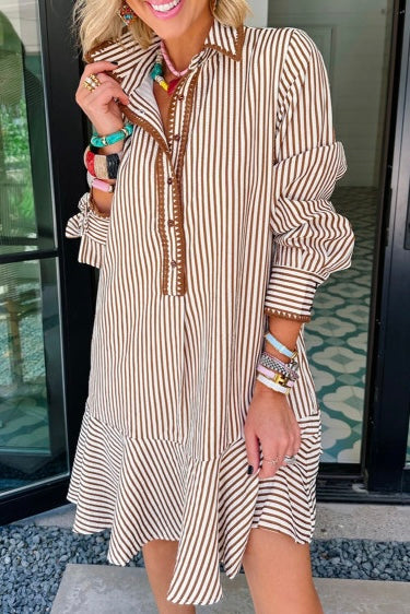 Always On My Mind Brown Stripe Dress