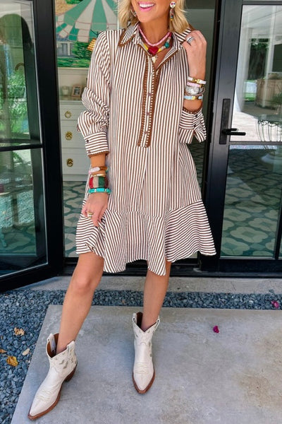 Always On My Mind Brown Stripe Dress