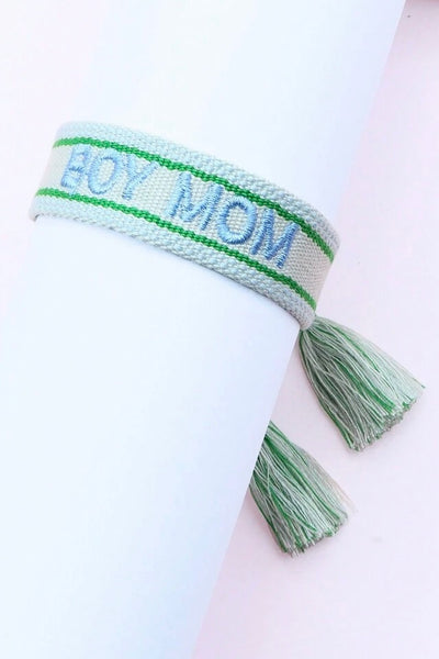 Boy Mom Embroidered Bracelet