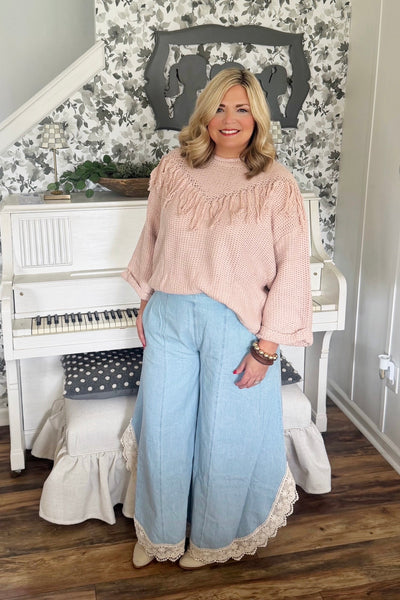 Rose Fringe Sweater