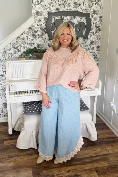 Rose Fringe Sweater