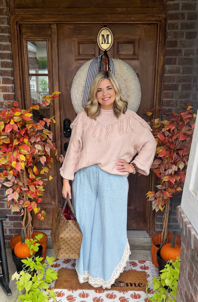 Rose Fringe Sweater